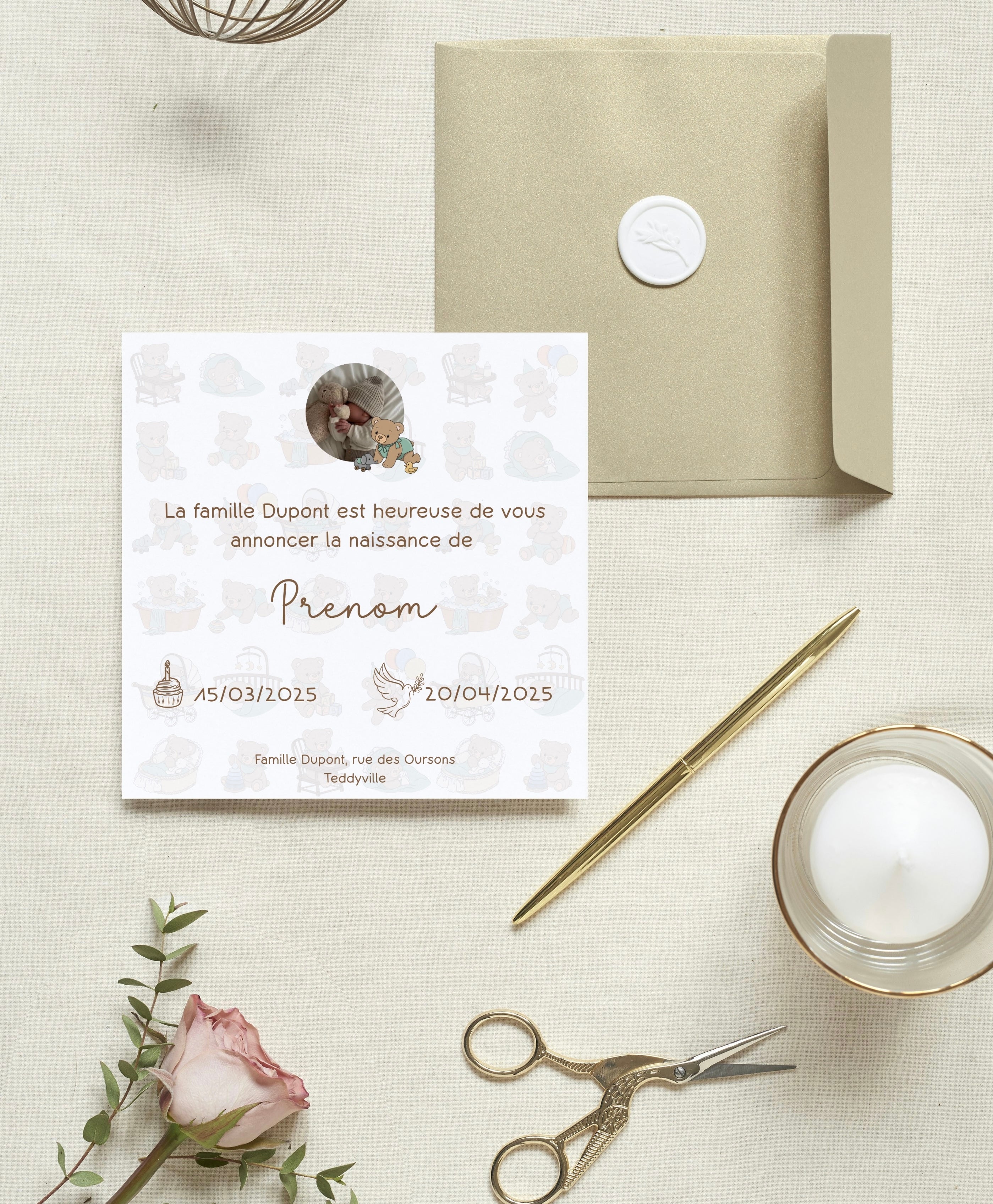 Faire part de naissance Oursons